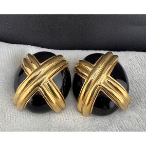 Vintage Ciner Enamel Clip On Earrings Gold Tone